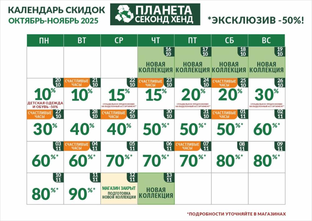 Календарь акций  Календарь акций